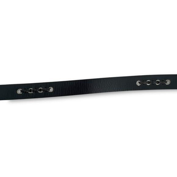 DOCKERS Black Leather Belt Rivets Lacing Medium   Moto  Goth  Rocker - Picture 4 of 5